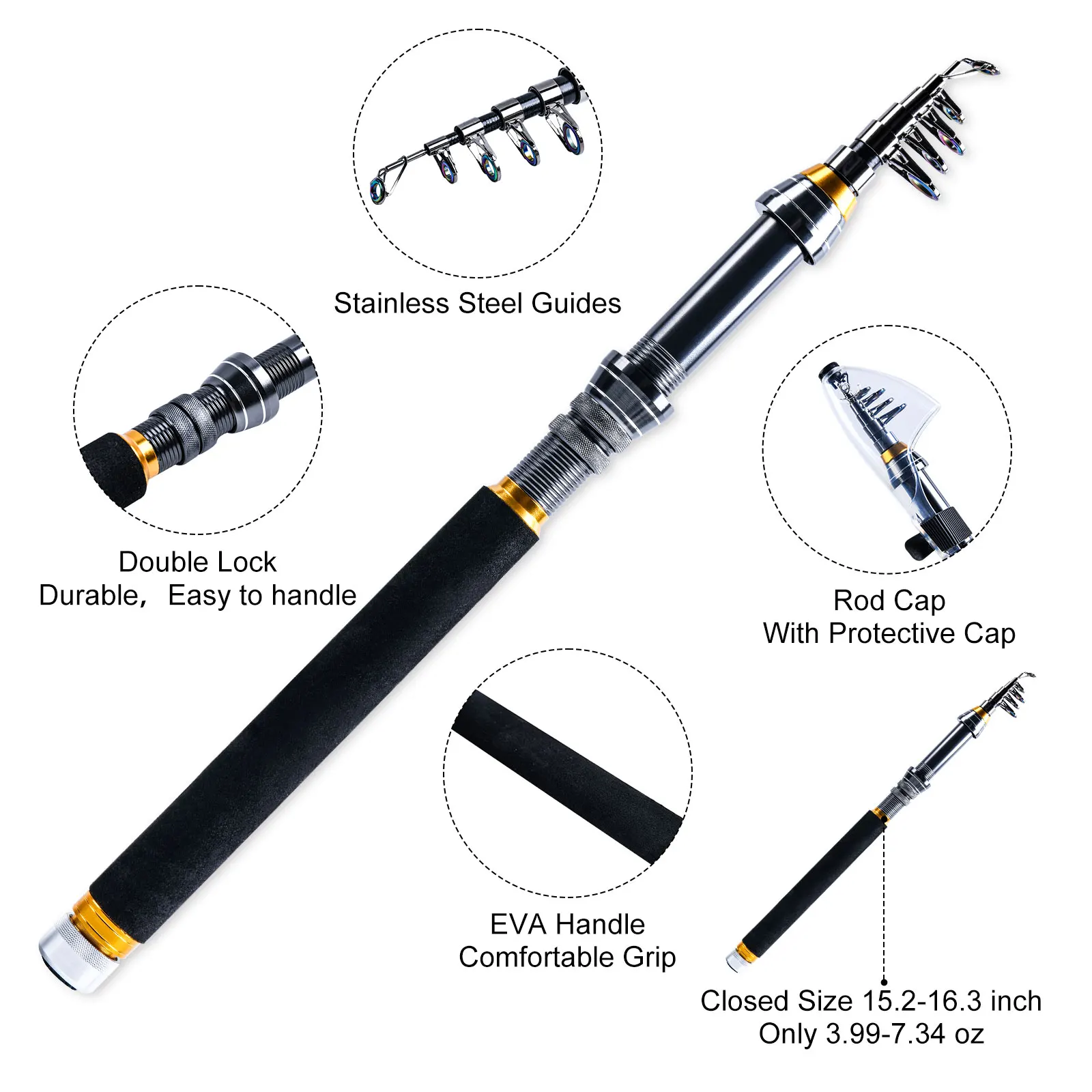 Goture 1.8m-3m Carbon Telescopic Fishing Rod Combo Spinning Fishing Set Feeder Rod Kit Sea Fishing Rod Set Pike Bass Carp Stick