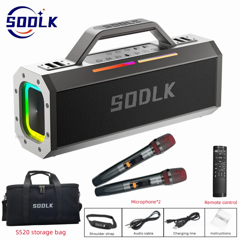 SODLK 150W Portable TWS Subwoofer Waterproof Sound Column Wireless NFC Bluetooth Speakers karaoke Outdoor Mobile Power Supply