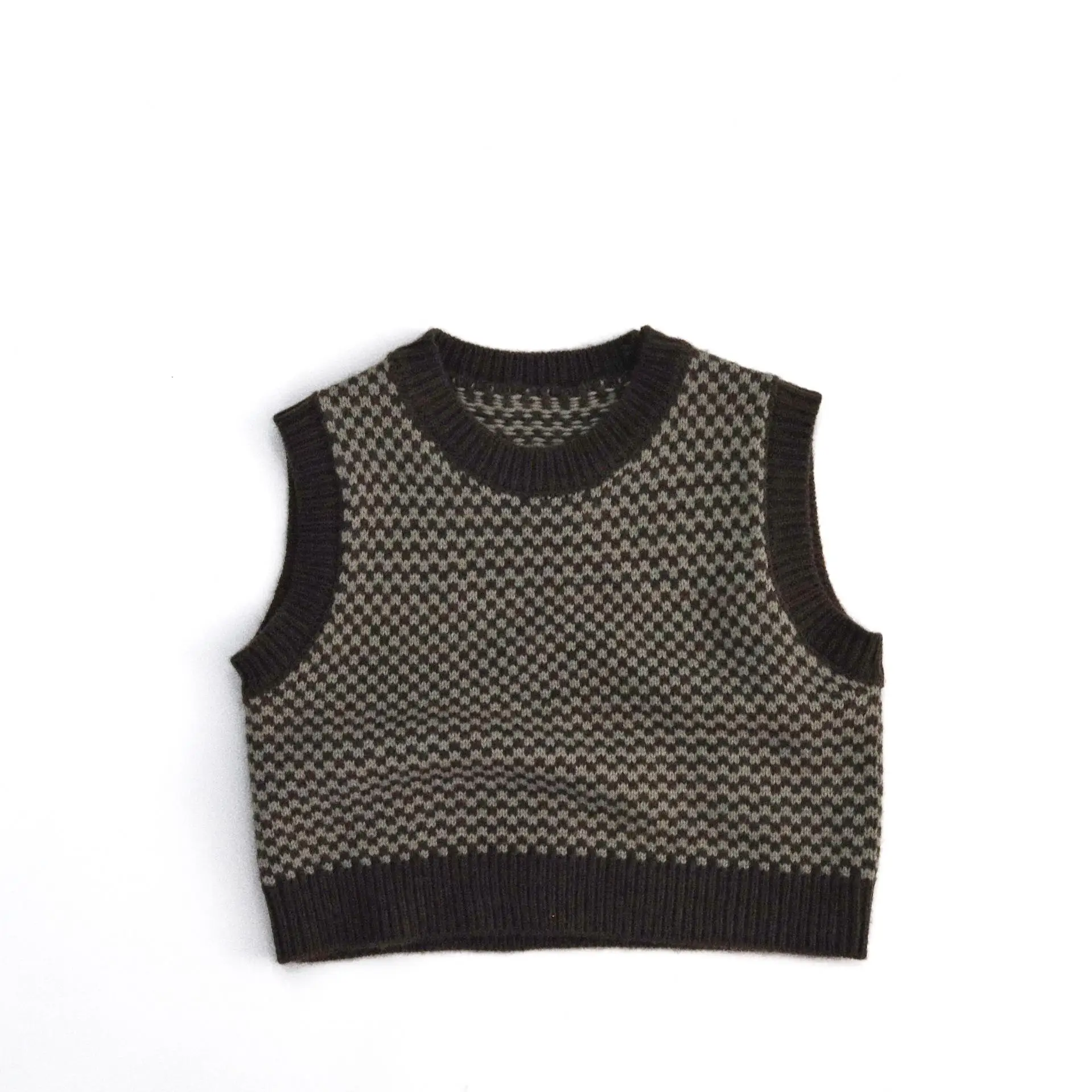 

2025 Autumn New Children Sleeveless Knitted Vest Cotton Boys Vintage Vest Jacket Baby Girls Casual Knit Vest Kids Clothes