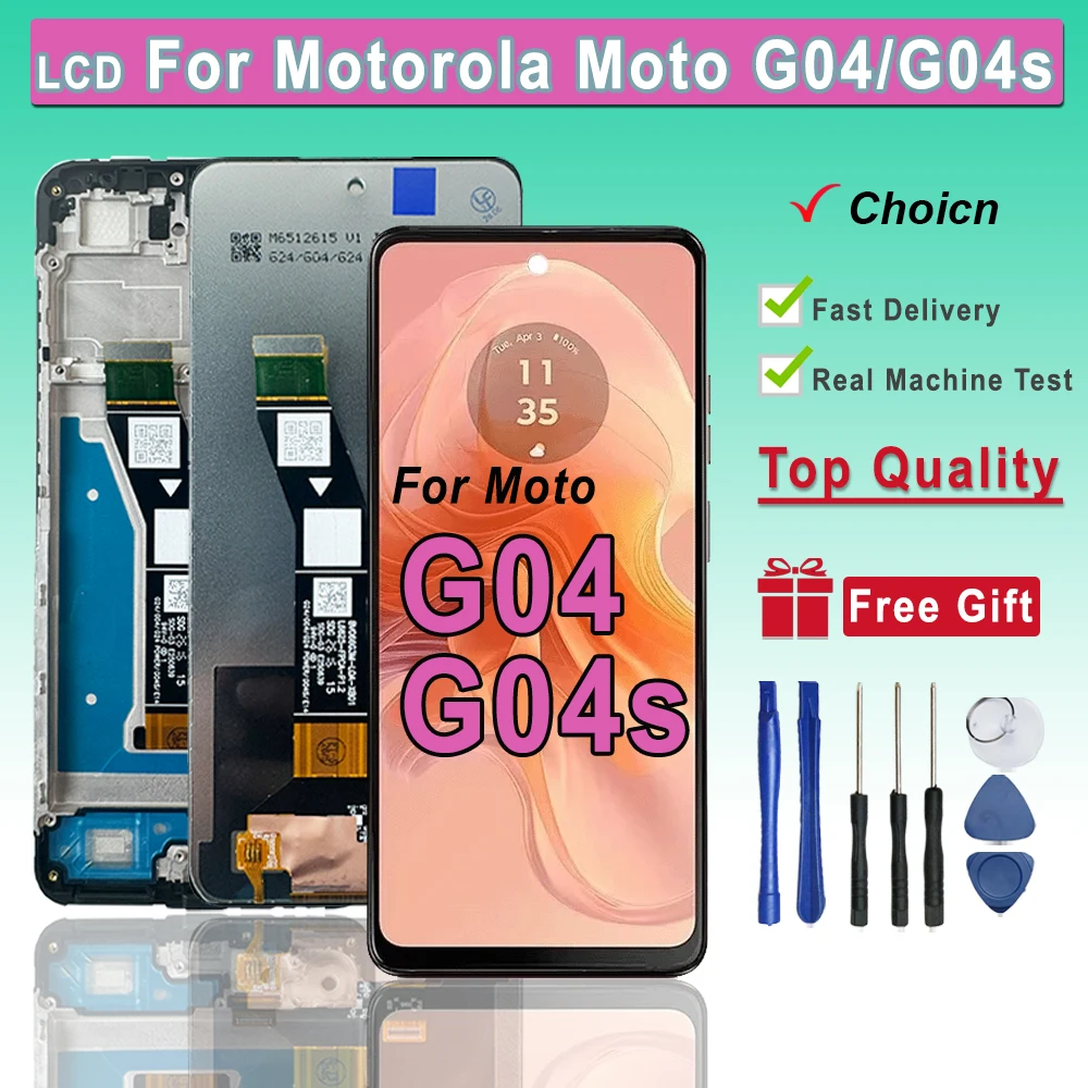 Pantalla LCD de 6,56 pulgadas para Motorola Moto G04, conjunto de digitalizador de pantalla táctil LCD, piezas de repuesto para pantalla LCD Moto G04S XT2421-8