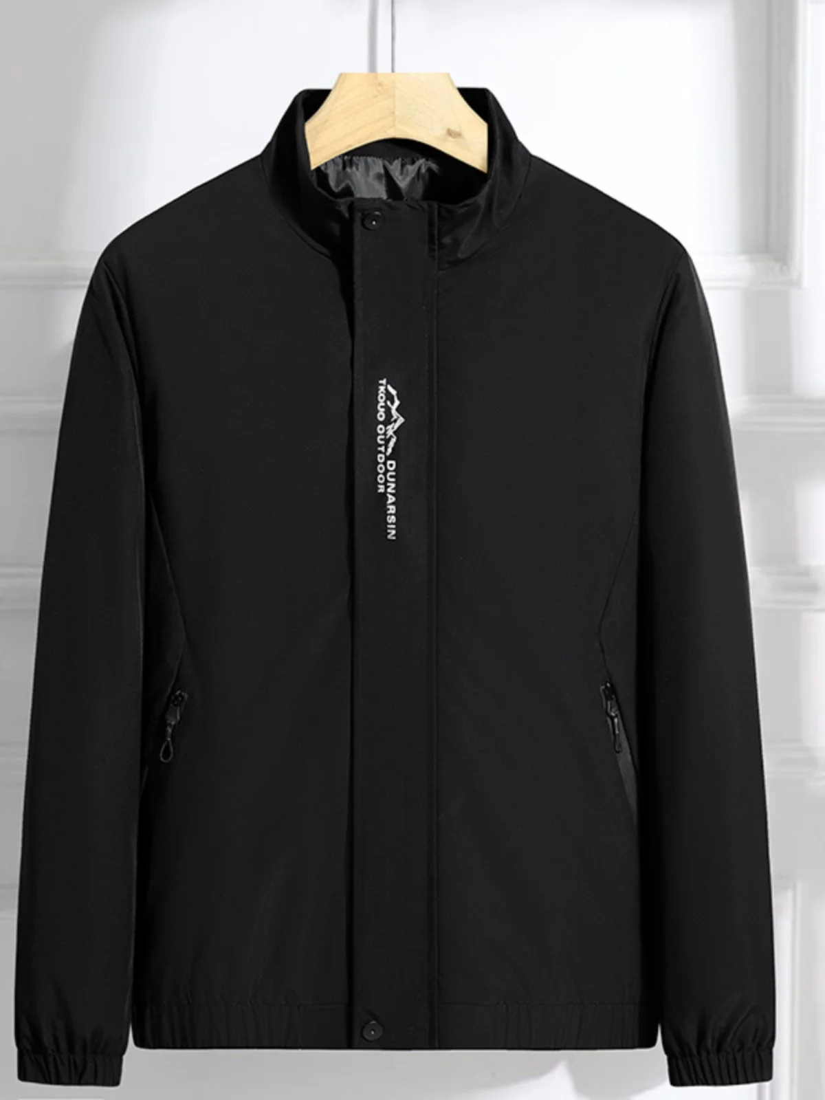 

plus Size Autumn Winter Thin Stand Collar Men's Jaet Spring Summer Casual No Hat Windbreaker Polyester Stand Fit Faion...