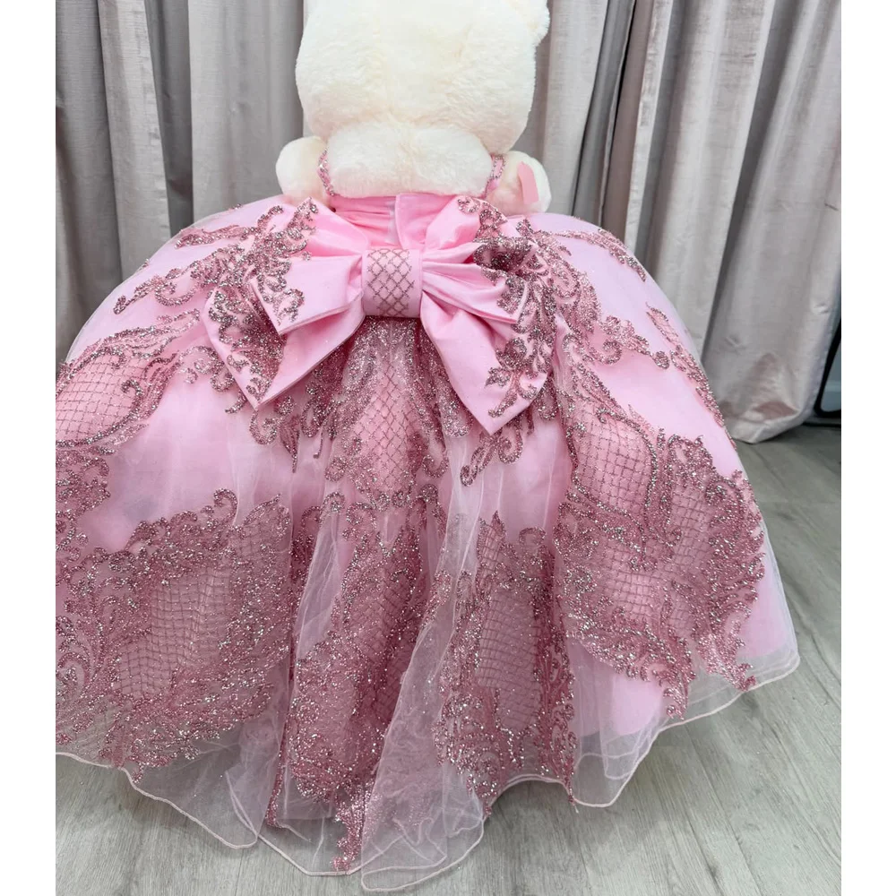 Newest Exquisite Mini Quinceanera Teddy Bear Dress 2026 Luxury 3D Floral Appliqué Puffy Customised