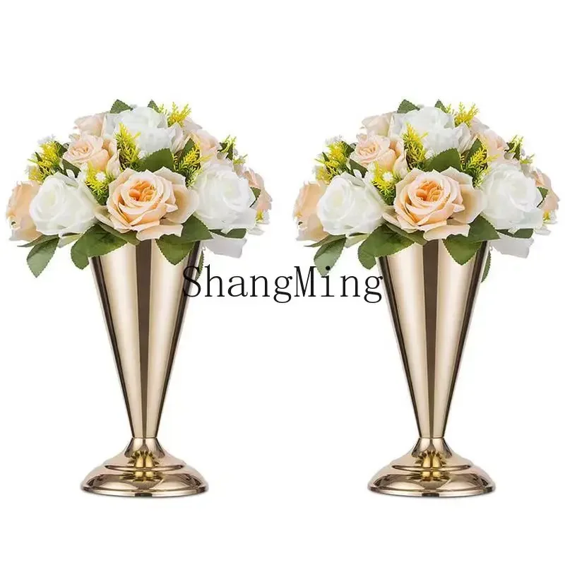 

CLL Wedding Table Flower Table Ornament Wedding Decoration Props Metal Trophy Candlestick Hotel Tabletop Ornament