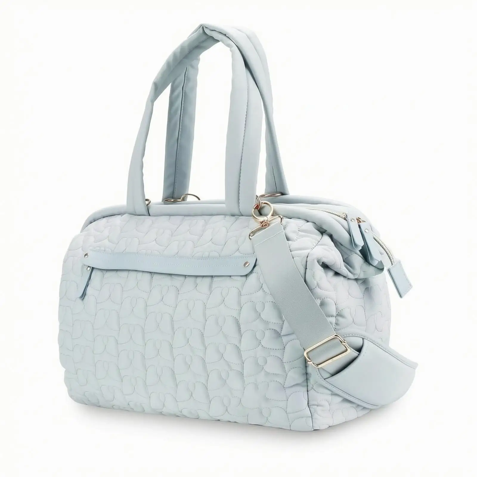 Large Quilted Nappy Bag for Baby with Interior Compartments for Diaper Organizer for Stroller Walks and Trips