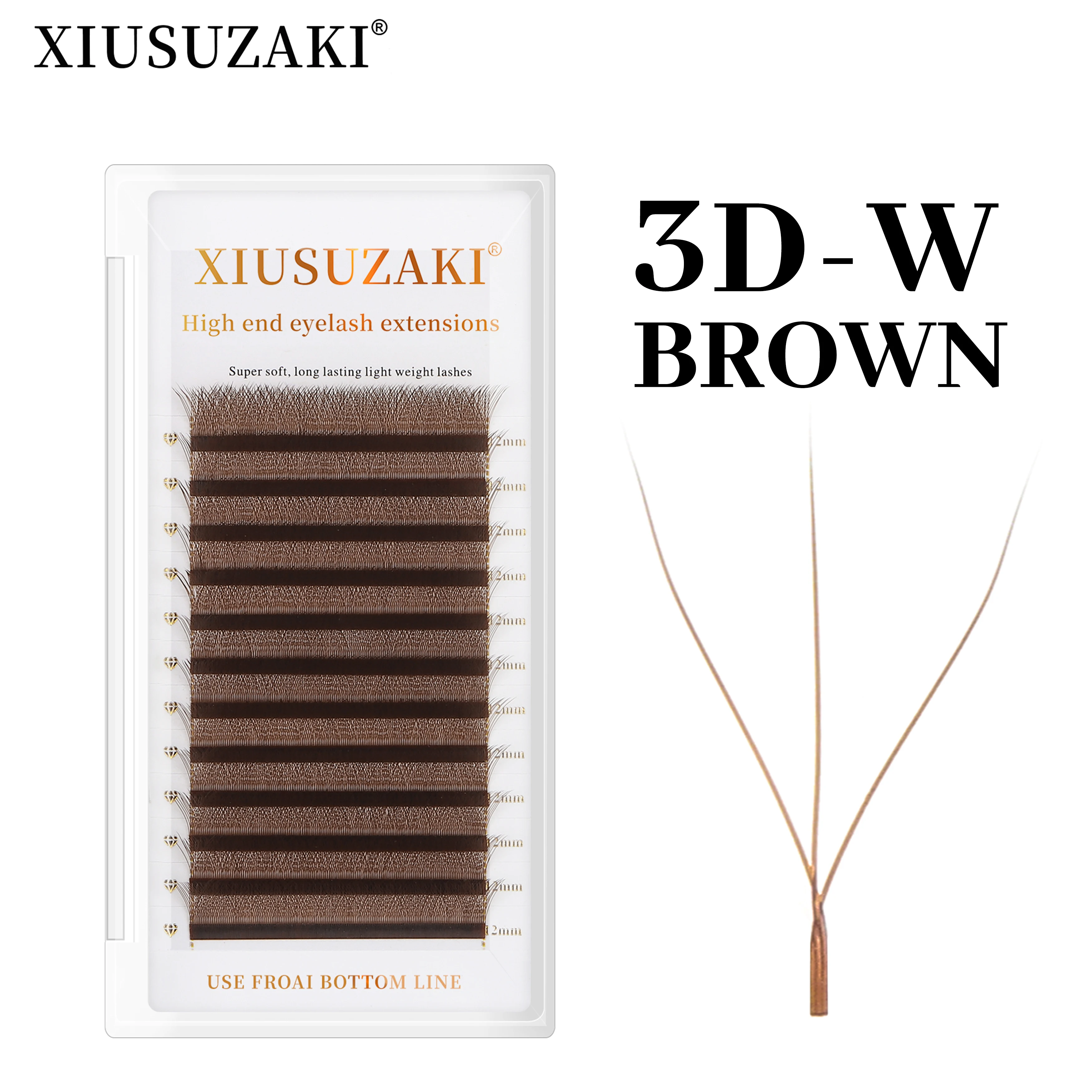 XIUSUZAKI brązowe przedłużanie rzęs 3D w kształcie litery W 3 końcówki C/D Curl wysokiej jakości indywidualne gotowe wentylatory objętościowe sklep z sztucznymi rzęsami