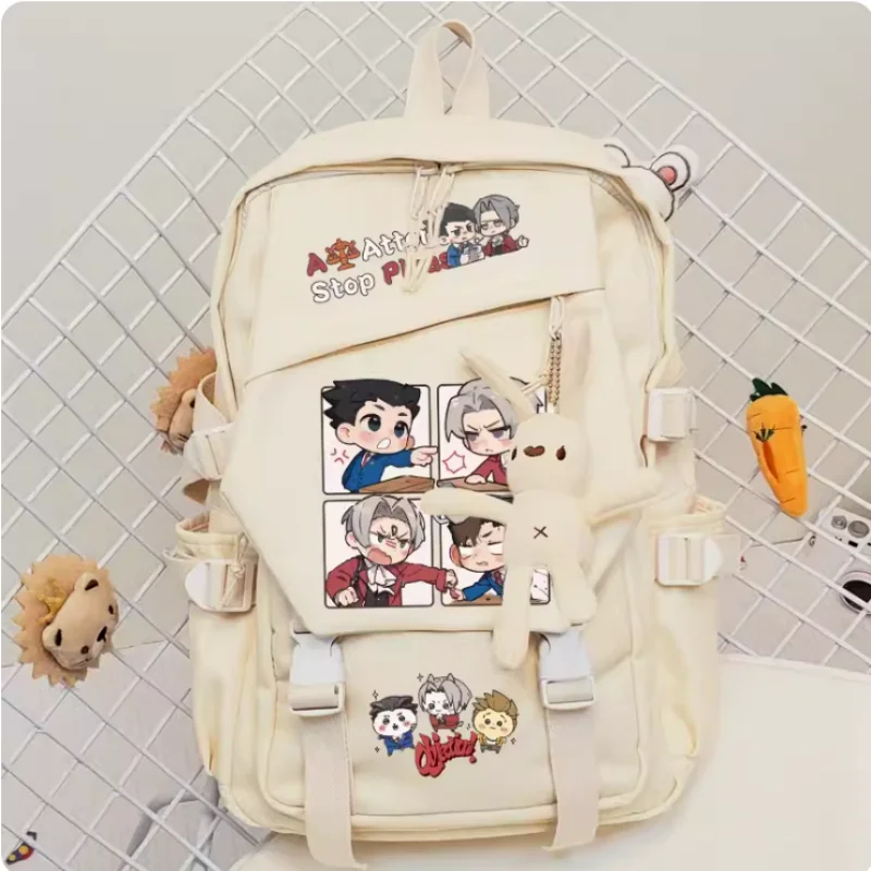 Anime Ace Anwalt Schult asche Mode lässig Gürtel Teenager Student Rucksack Handtasche b859