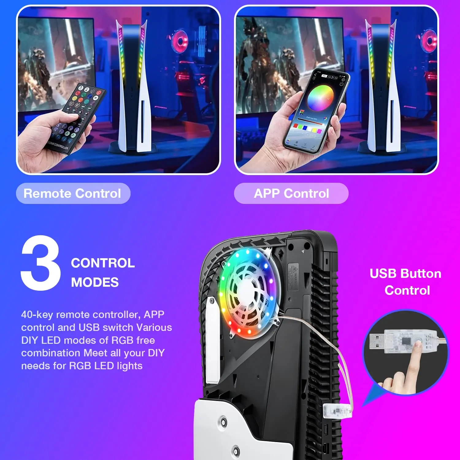 Dla Ps5 Led do gier neonowe światła pasek Rgb akcesoria zestaw oświetlenia Led do konsoli Playstation 5 edycja cyfrowa i Disc Edition