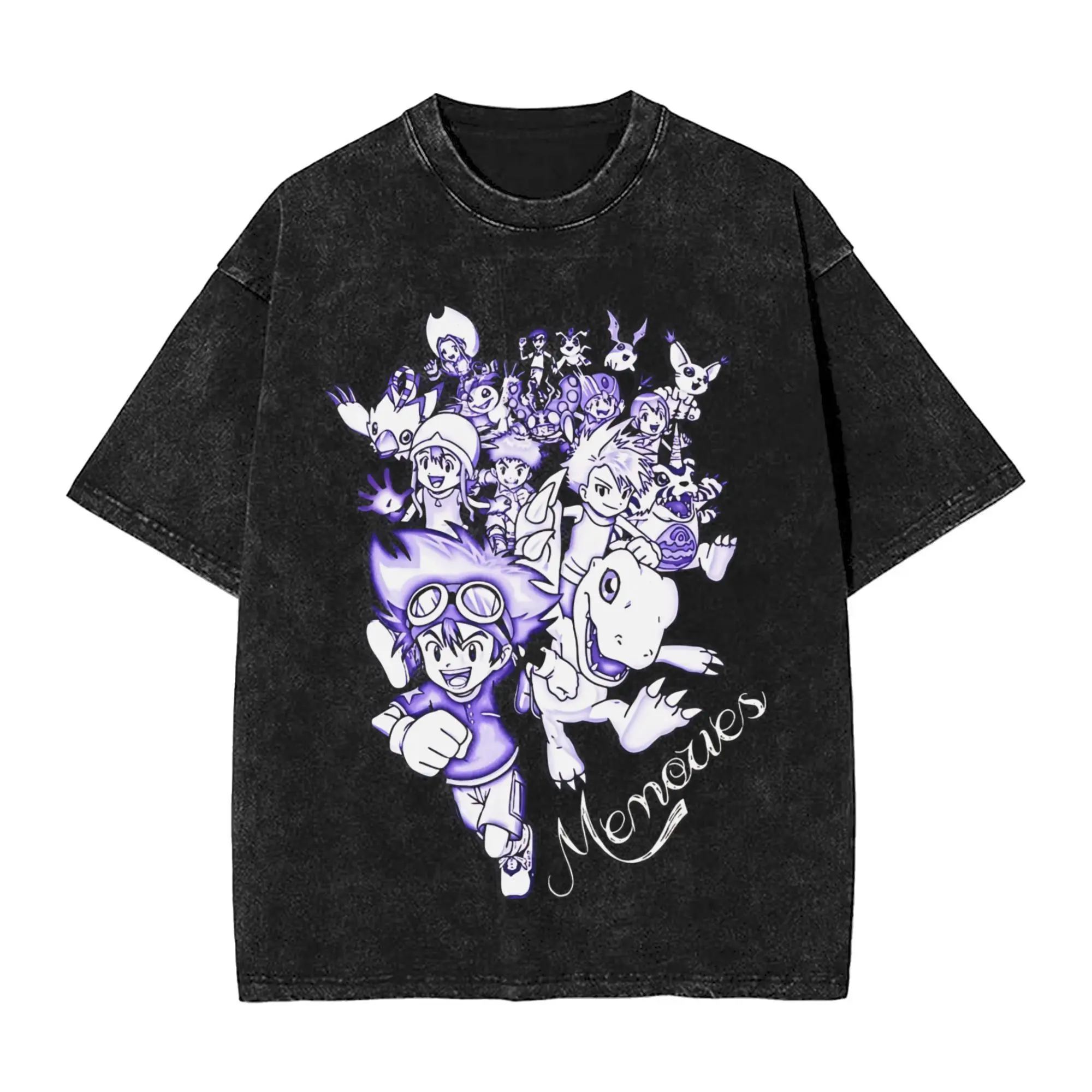 

Футболка мужская оверсайз из выстиранного хлопка в винтажном стиле Digimon 2026, уличная одежда, с графическим принтом Jesmon Royal Knight Mecha Style