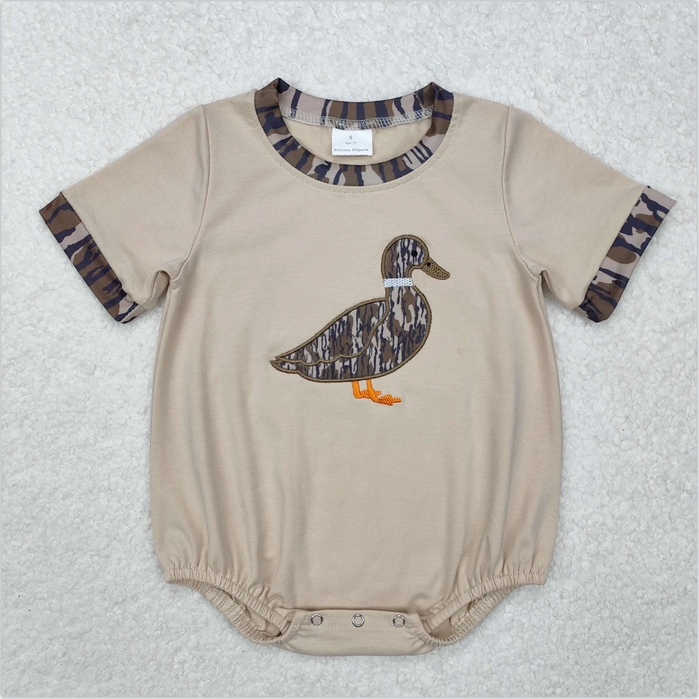 Wholesale Newborn Embroidery Camo Duck Coverall Bodysuit Baby Boy Toddler Romper Short Sleeves Kids Camo One-piece Jumpsuit