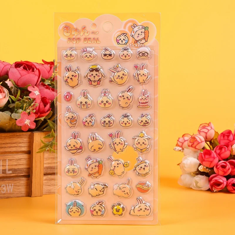 Cute Chiikawa 3D Puffy Stickers Set Kawaii Hachiware Usagi Momonga Cartoon Epoxy Stickers For Kids Scrapbooking Journal Gift view 3