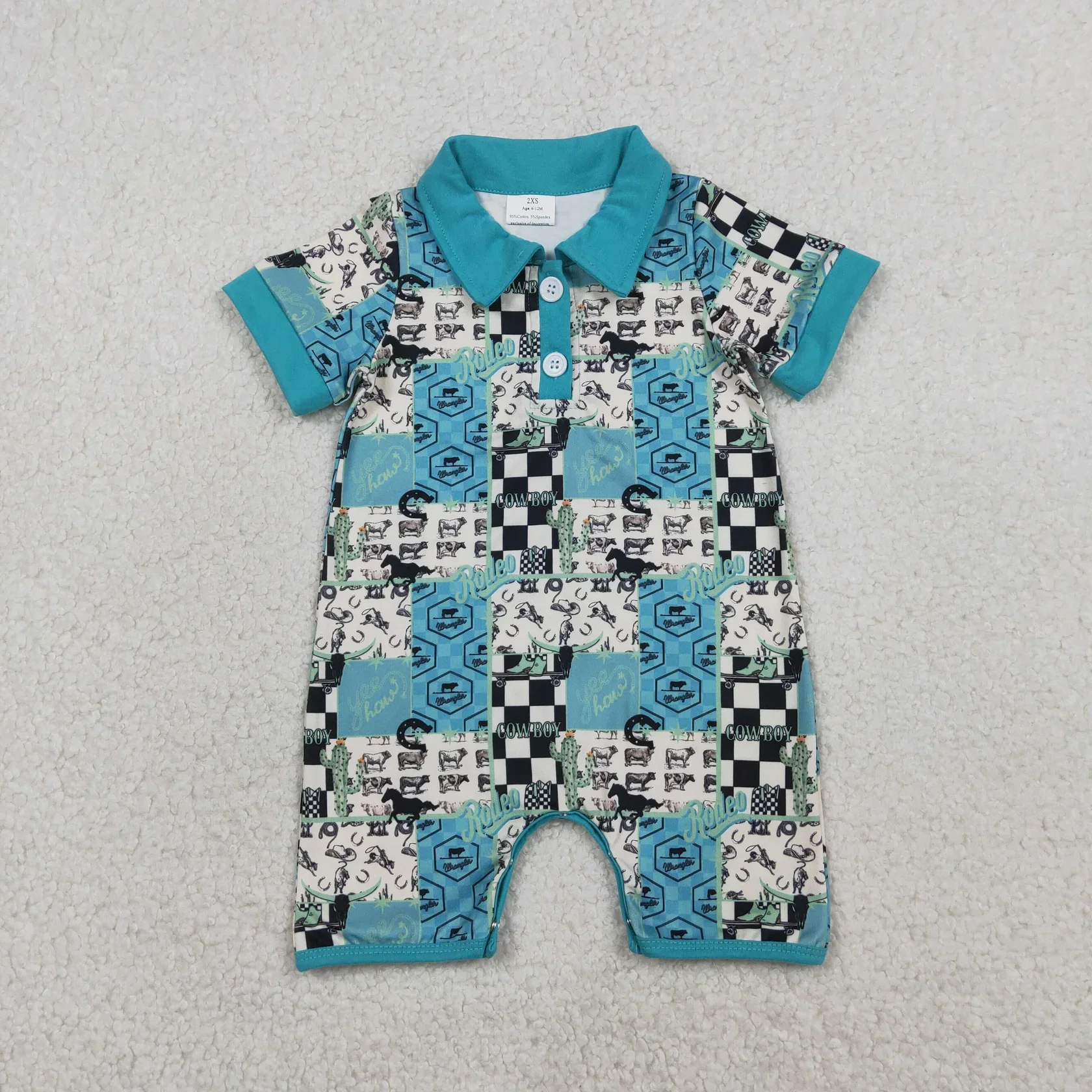 

Wholesale Kids Toddler Short Sleeves Western Buttons Romper Children Boys Clothes Baby Boy Coverall Newborn Infant Bodysuit