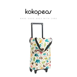 KOKOPEAS Shopping Pull Cart Trolley Bag With Wheels Foldable Shopper Handbag Animal Print Reusable Grocery Food Organizer Purse