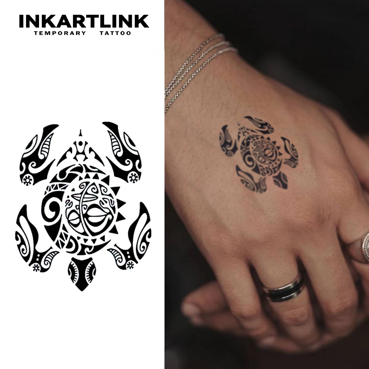 3 pcs Turtle Totem Temporary Tattoo,Lasts To 15 Days New Technology Magic Waterproof Semi Permanent Sticker.