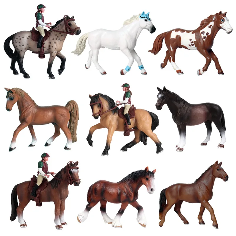 Simulation Farm Horse Race Model Horseman Animal Figurine Pvc Model Action Figures Gift Collection Cute Education Kids Toy Gift