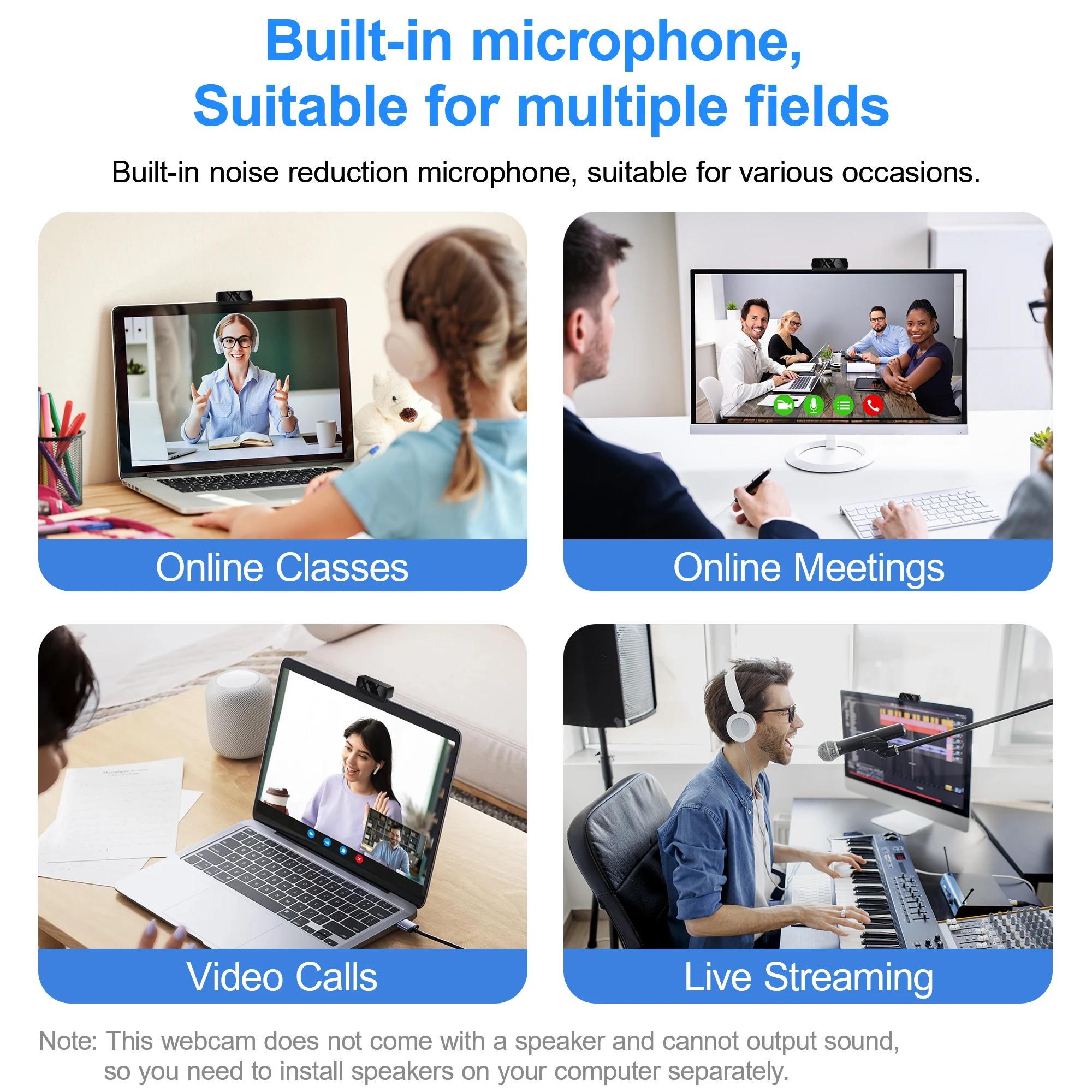 1080P HD Web Camera USB Webcam with Microphone Autofocus PC Laptop Camera for Live Stream/Video Calling/Conference Plug and Play