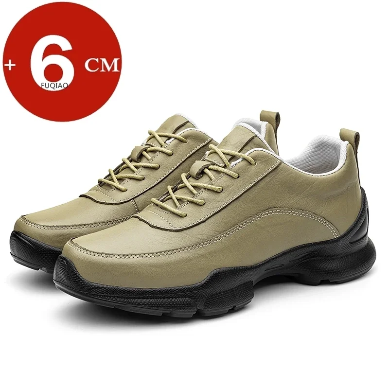 

Унисекс, 6 см, скрытая обувь, увеличивающая рост, из натуральной коровьей кожи, легкие удобные уличные повседневные кроссовки-лифты