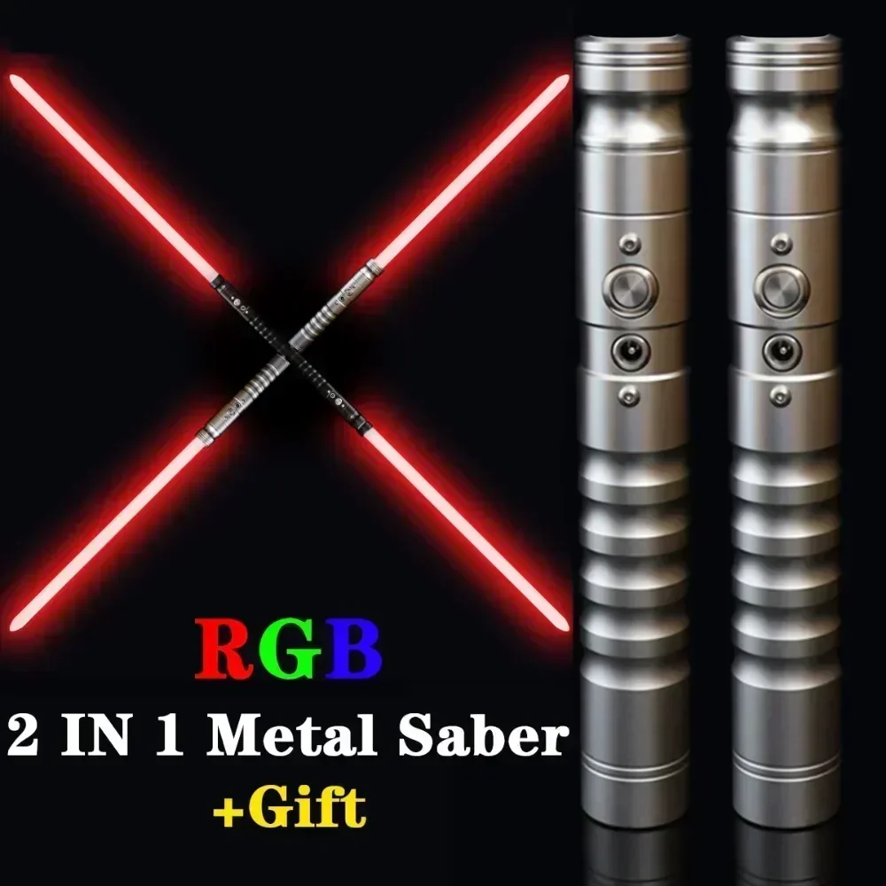 

Double-edged Laser Sword RGB 7 Colors Change LED Lightsaber Two In One Switchable Sound Full Metal Handle Force FX Blaster Toy