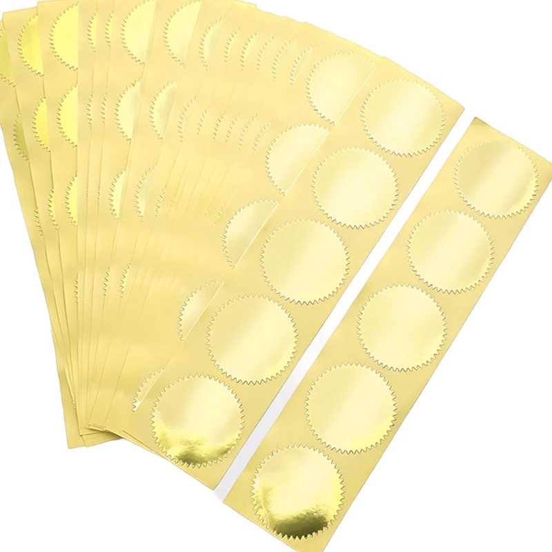 100/200/400 Uds. Pegatinas redondas doradas con diseño de engranaje, etiquetas de 45 mm para sellos en relieve, adecuadas para sobres, invitaciones y álbumes de recortes ZYF