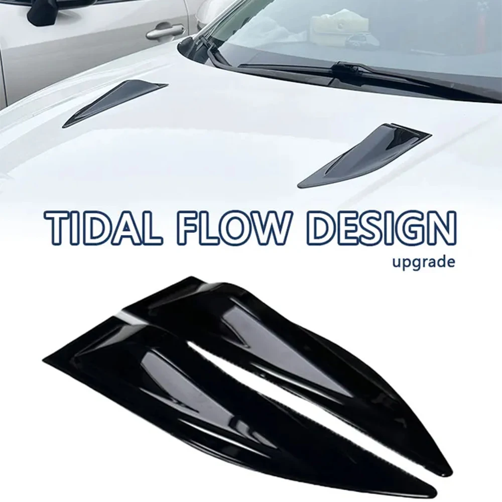 1Pair Universal Car Air Intake Hood Scoop Bonnet Glossy Black Vent Cover Side Fender Sticker Car Decoration Styling