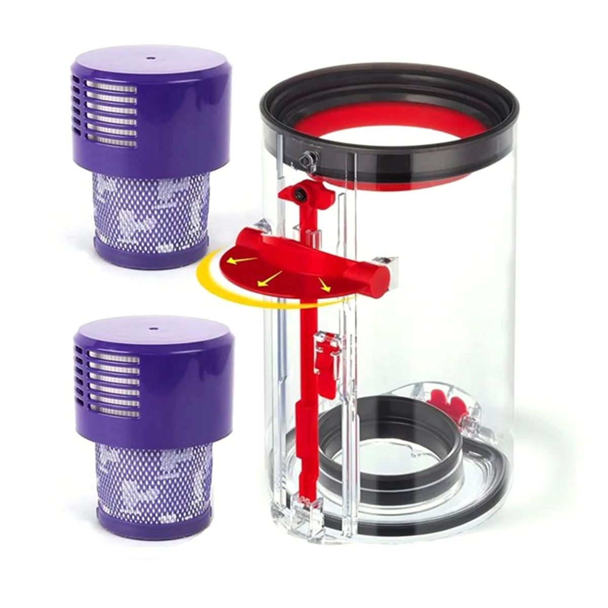 A58E-Ember Tempat Sampah Besar untuk Dyson V10 SV12 Penyedot Debu Hewan Absolut Siklon Pengganti Wadah Tempat Sampah Bening Besar/Panjang