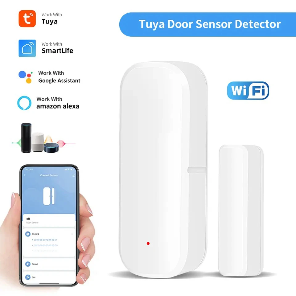 Tuya Smart Home WiFi Door Sensor Smart Life Window  Door Open/Close Detector Security Protection Alarm Detector Work With Alexa