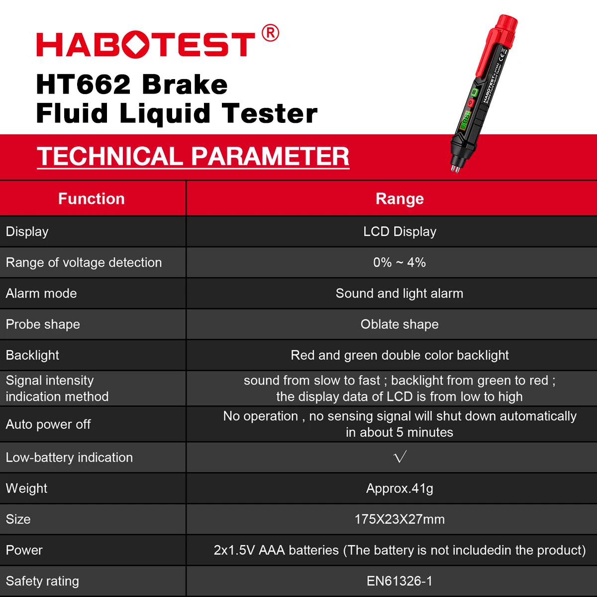 Imagem -03 - Habotest Ht662 Medidor Analisador Testador de Óleo Líquido de Freio Fluido para Dot3 Dot4 Dot5.1 Conteúdo de Fluido de Freio Detector