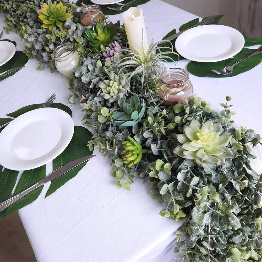 Artificial Eucalyptus Garland Faux Garland Wall Decor Silver Dollar Eucalyptus Greenery Leaves Vines Plant for Wedding Arch