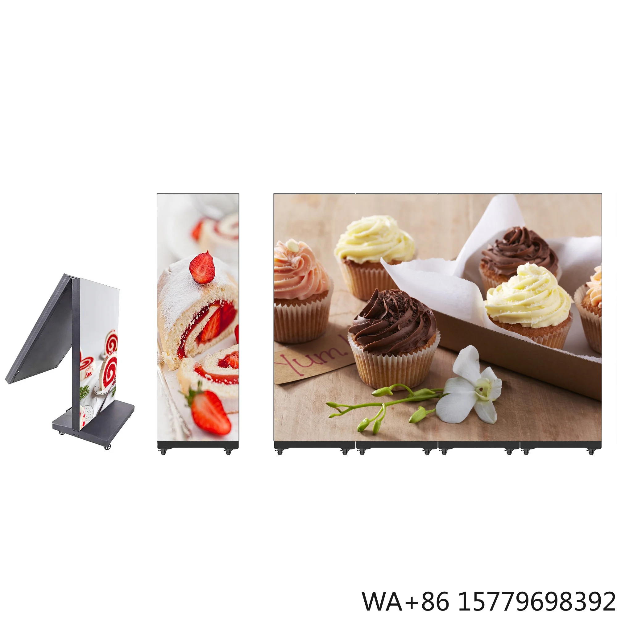 Portable Folding LED Display P1.86 P2.5 4K Video Screen Floor Stand Mount Sunlight Readable Cloud-Based CMS Digital Signage