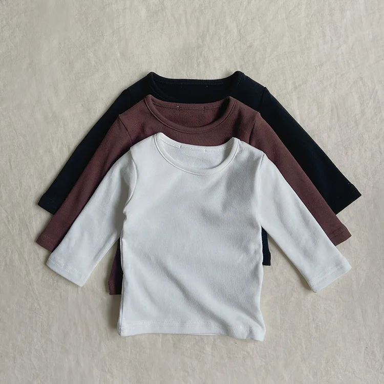 

‌ Рубашка с длинными рукавами для младенцев, хлопковое однотонное детское боди, повседневные топы для маленьких мальчиков и девочек, весна-осень, От 0 до 24 месяцев, повседневная одежда