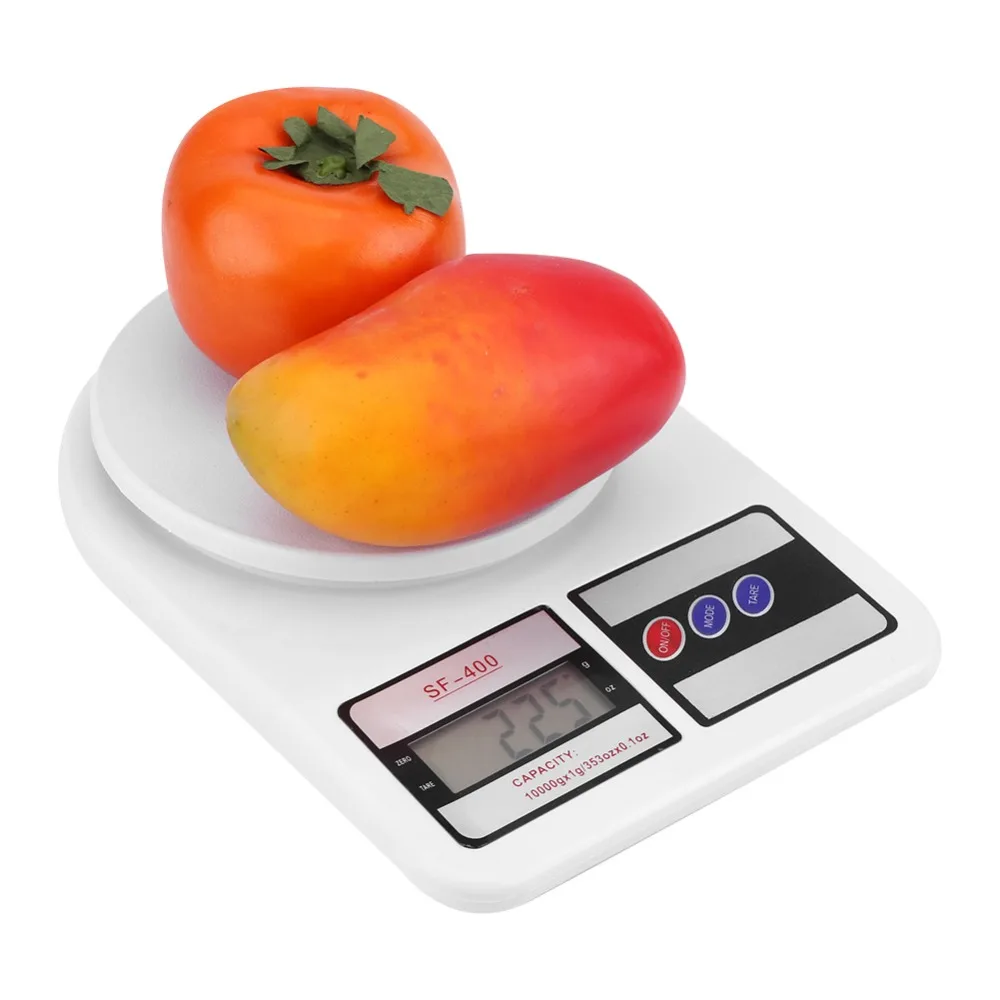 ABS Digital Kitchen Scale White 10kg Capacity Electronic Food Scale LCD Display oz/g Units Baking Scale Cooking Baking