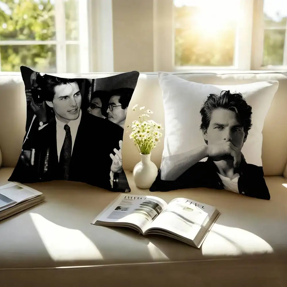 Famous Actor Tom Cruise Square Double-Sided printed Pillow Case Bedroom Bedside Pillow Sofa Cushion Cover
