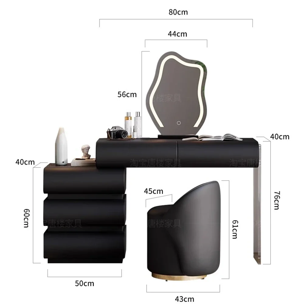 الحديثة للتمديد دولاب الزينة الفاخرة الأسود درج تخزين منضدة الزينة مرآة غرفة نوم Camas Y Muebles اكسسوارات المنزل #5