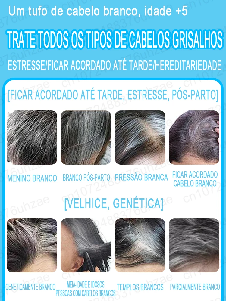 Suero para el tratamiento del cabello gris, blanco a negro, Color Natural, reparación, productos nutritivos, cuidado anticaída del cabello, hombres