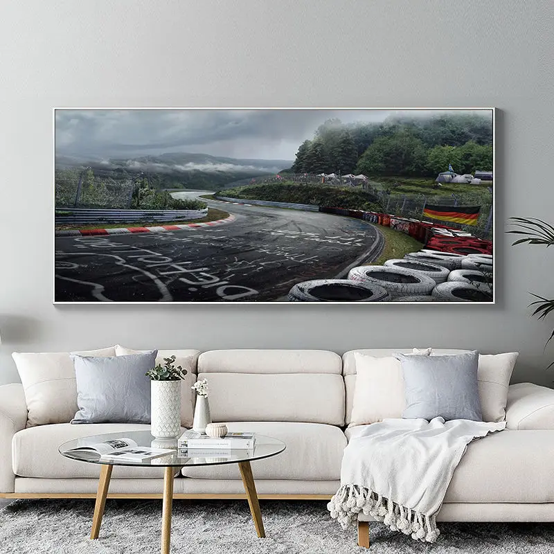 1pc frameless Nurburgring Rally Road Sports Car Track Prints Canvas Painting Forest Landscape Wall Art Posters For   Decoration