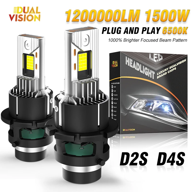 

Dualvision D2S D4S Светодиодная автомобильная фара Canbus HID D4R D2R Ксеноновые лампы высокой мощности 35 Вт 30000LM Турбо светодиодная авто лампа 6000K Белый 12 В