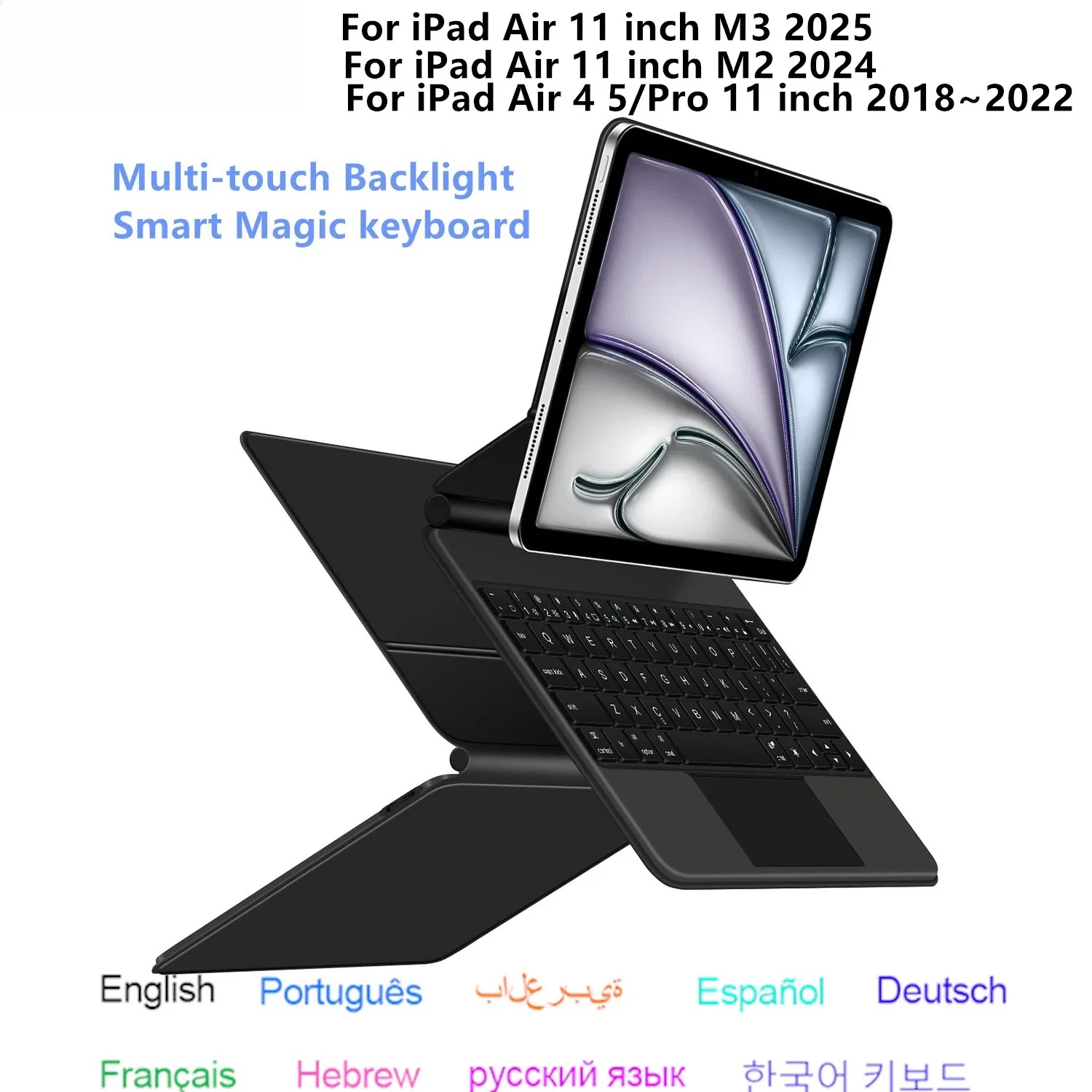 

Magnetism Magic Keyboard ProtectionCase for IPad Air 11 Inch M3 2025 2024 M2 Pro 11" Air 4/5 Smart Case Backlight Keyboard Cover
