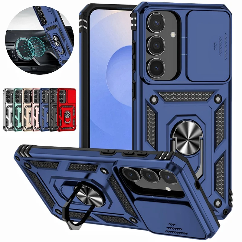 Für Samsung Galaxy S25 FE 5G Fall Rutsche Kamera Objektiv Schützen Rüstung Telefon Fall Für Galaxy S25 FE S25FE magnetische Halter Ring Abdeckung