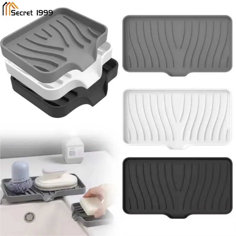 

Silicone Drain Soap Box Kitchen Bathroom Anti-slip Sink Tray Creative Washing Table Soap Tray Free Punch Drain Rack