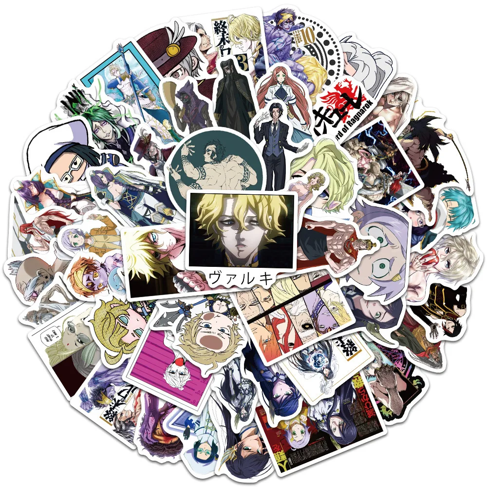 50 Uds. De pegatinas exquisitas de Anime clásico Record of Ragnarok, adecuadas para portátiles, guitarra, monopatín, juguetes, pegatinas de grafiti