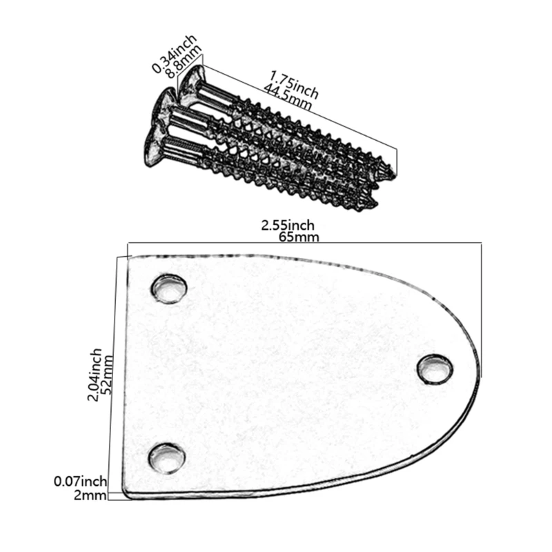 Electric Guitar Neck Plate with Screws 3 Holes Guitar Neck Joint Board Neckplate