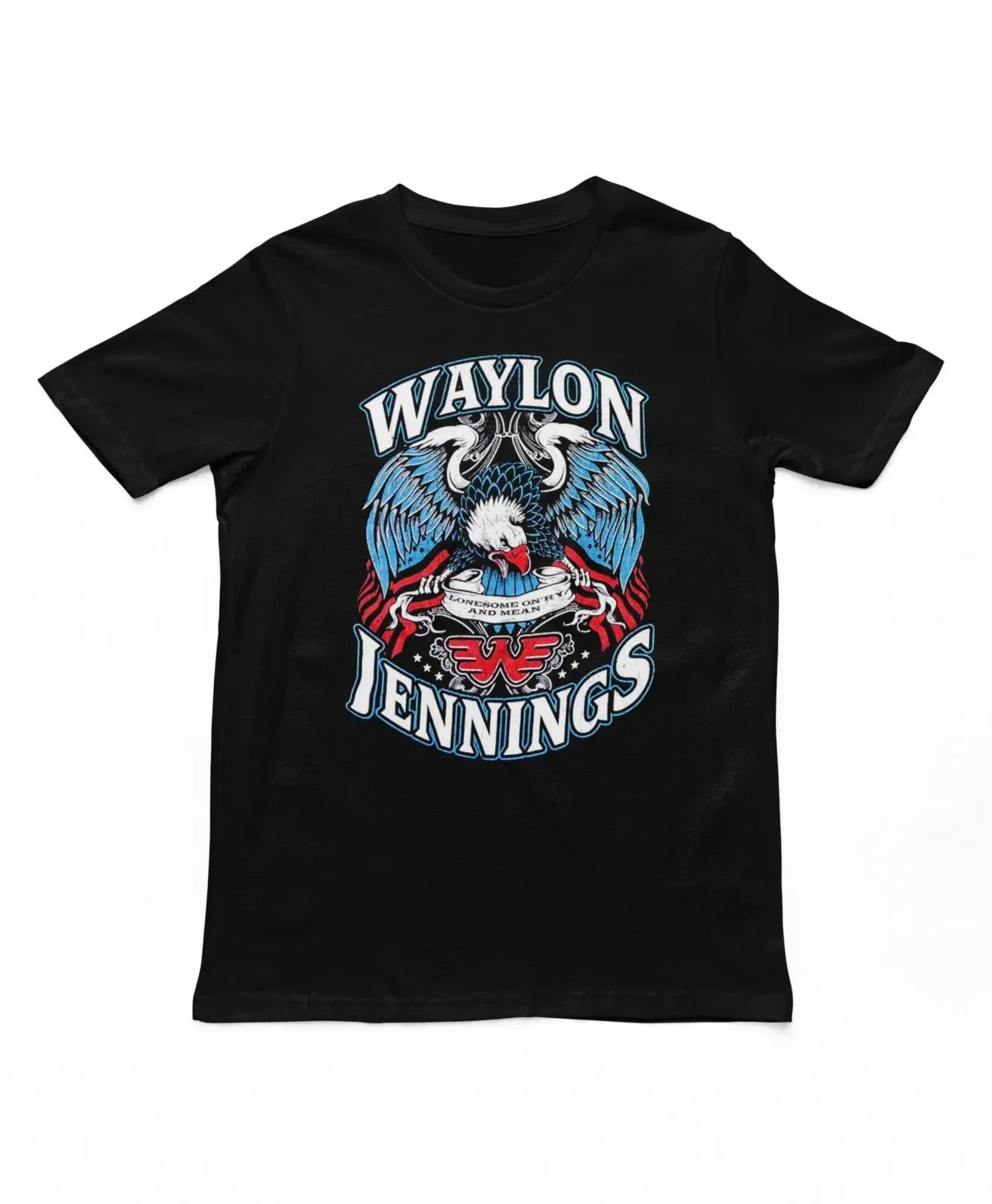 Waylon Jennings Lonesome Mens T Shirt Music Classic Rock Band Tee New Black