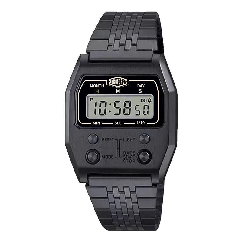 HEROFORCE Classic Digital Multi-Function Watch for Men, Stopwatch, Backlight, Ultra-Thin, Stainless Steel Band, Accurate Timekeeping