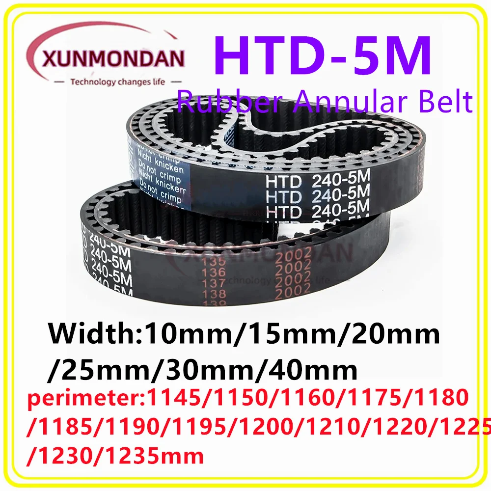 

HTD 5 м шаг ГРМ из высококачественной резины: 5 мм Высота ремня: 3,8 мм Высота зубцов: 2,06 мм Периметр 1145 мм-1235 мм Ширина 10/15/20/25/30/40 мм