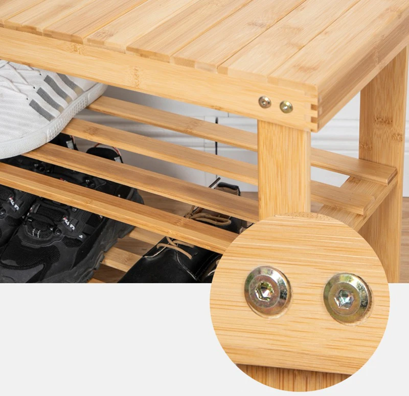 Simple Multi-layer Shoe Rack for Household Doorway, Can Sit and Change Shoes, Dustproof Shoe Cabinet, Bamboo Rack for Storage