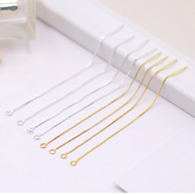 925 Sterling Silver Earring DIY Jewelry Accessories Box Chain Ear Line Ear Wire for Women Earring DIY Jewelry Findings Making