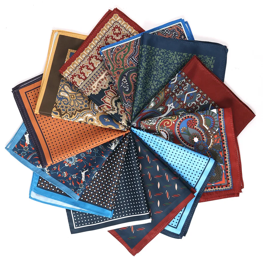 Vintage Paisley Dot Print Pocket Square for Men