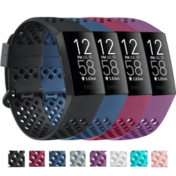 Correa deportiva de silicona para Fitbit Charge 4 / Charge 3 / Charge 3 SE, banda impermeable con agujeros transpirables, correa de reloj para Fitbit Charge 4