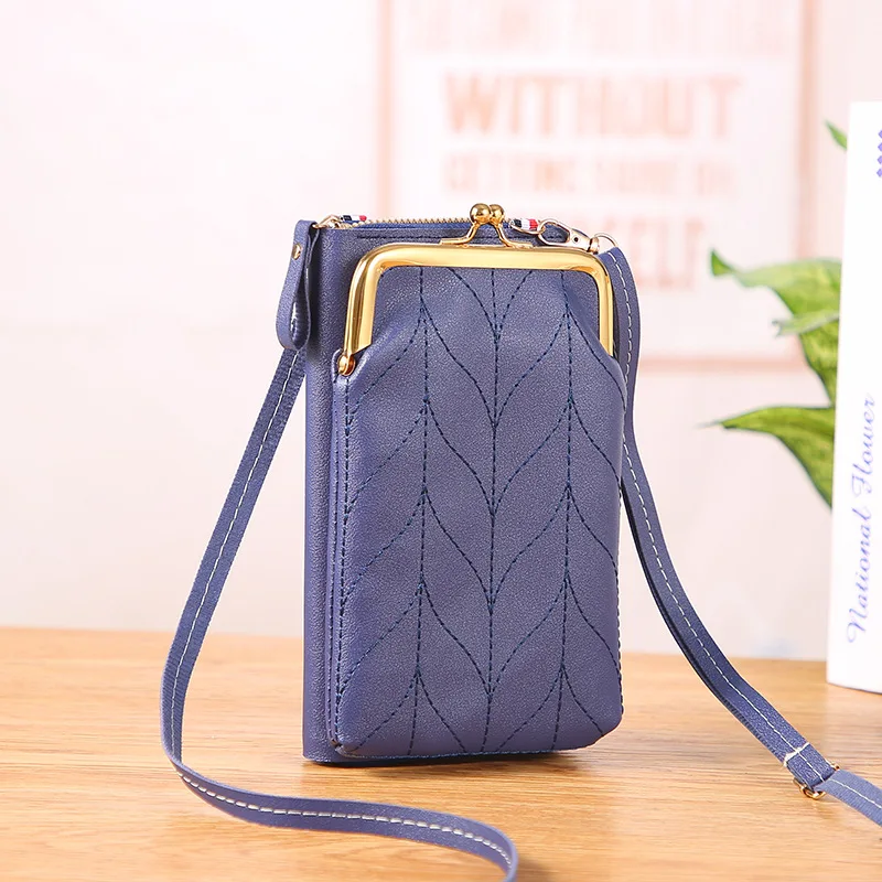 Women Fashion Bag Clip Design Phone Pocket Shoulder Bag Pu Leather Female Small Crossbody Bags Ladies Messenger Purse Handbag