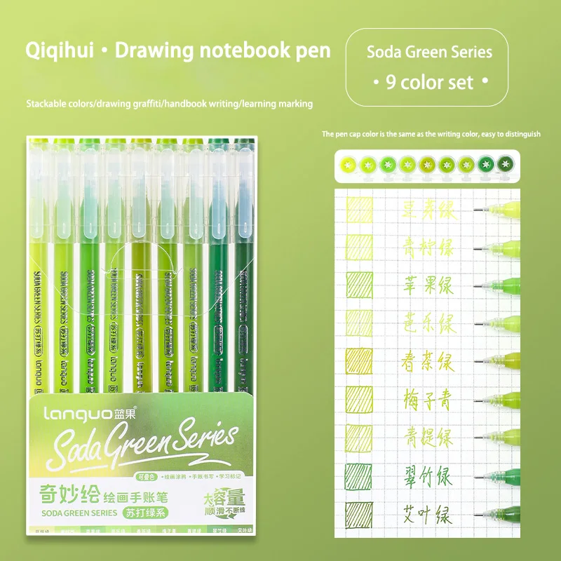Languo 207/180/27/9 Farben Mehrfarbiger Handbuch-Stift 0,5mm Morandi-Farben Gelstift Set für Schüler zum Schreiben, Malen und Zeichnen – Detail 38