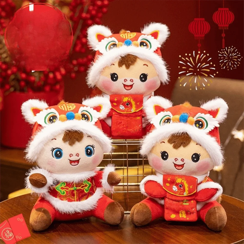 

Funny Cartoon Animal Horse Stuffed Toys 16/20/25cm Cute Chinese Zodiac Horse Red Lucky Pony Plush Doll Kids